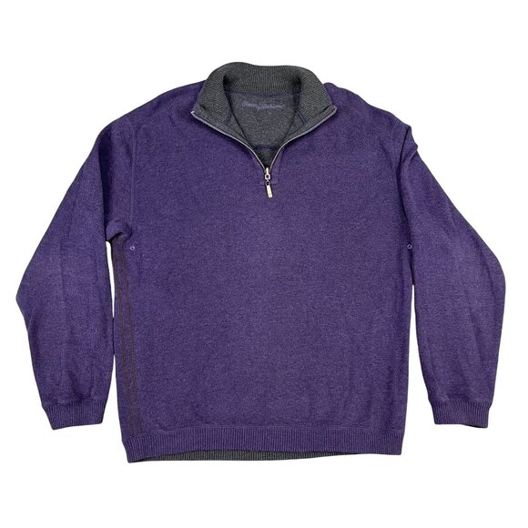 Tommy Bahama Mens Purple 1/4 Zip Pullover Sweater Sz XL - Picture 1 of 5